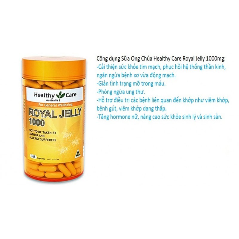 Thực Phẩm Bổ Sung Healthy Care Royall Jelly 1000mg - Lọ 365 Viên
