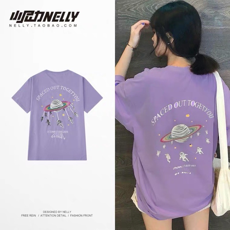 [SẴN] Áo thun tay lỡ Nelly 4756 dáng unisex form rộng SPACE OUT TO GET YOU