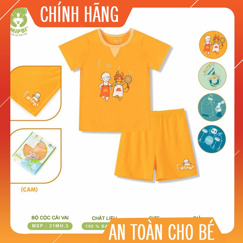 Bộ Quần Áo Cho Bé Mipbi Cao Cấp, 100% Bamboo. Bộ Cộc Cài Vai Mipbi [Hàng Chính Hãng MIPBI]