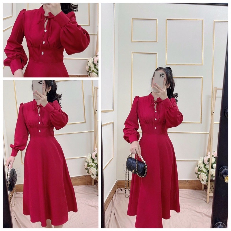 Đầm xoè tay phồng dài kiểu tiểu thư size S M L