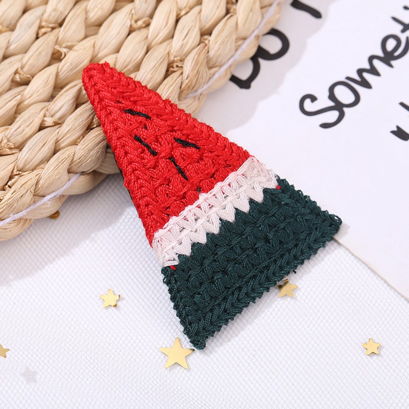 Kẹp bấm tóc mái hình hoa quả cute, vải len thủ công tinh tế