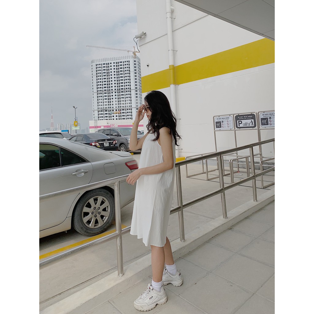 Váy thô đũi cổ yếm buộc nơ lưng VB99 1994closet | BigBuy360 - bigbuy360.vn