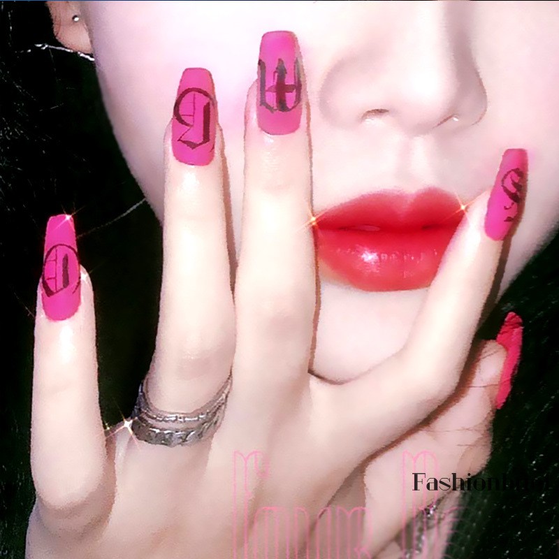 Set 24 móng tay giả màu hồng tím hợp thời trang trẻ trung