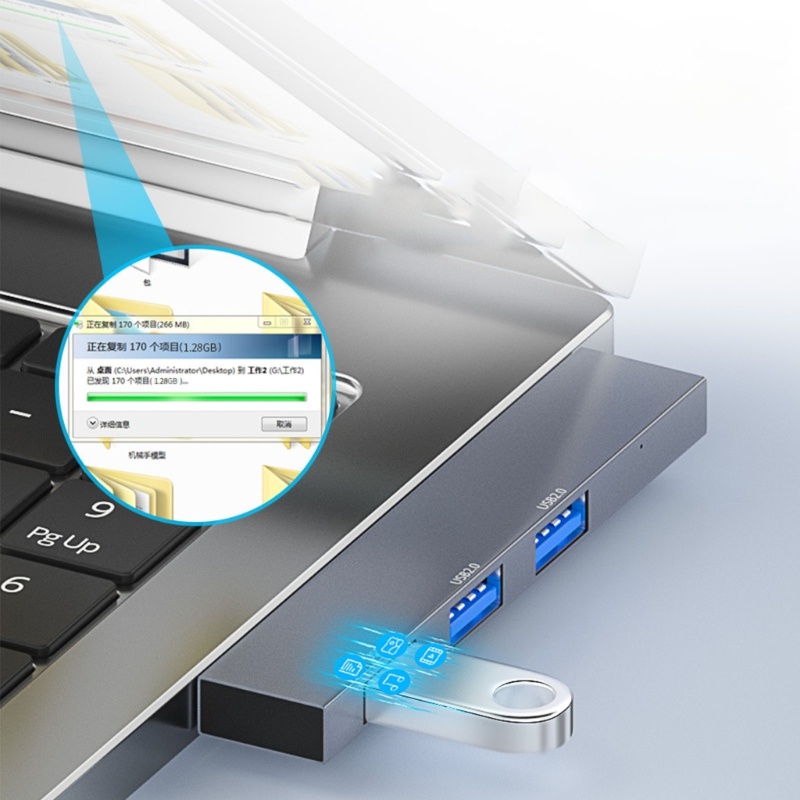 Bộ Chia 3 Cổng USB Type C 1x3.0 + 2x2.0 Bằng Hợp Kim Nhôm Cho Điện Thoại Và Máy Tính