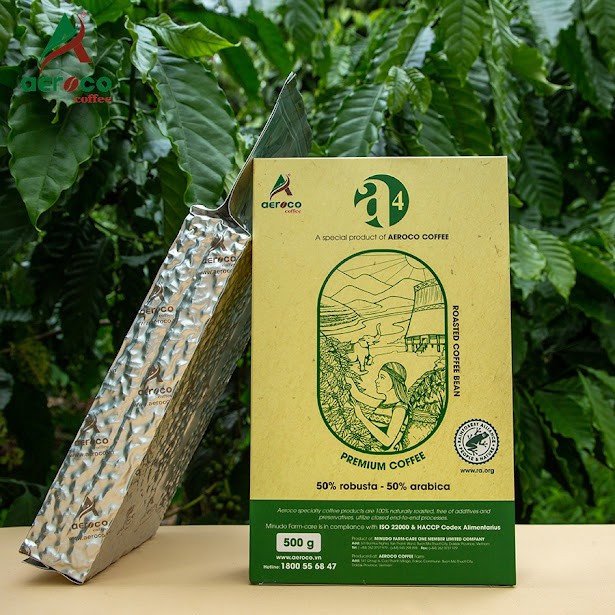 VoucherXtra5%_Hộp 500gr Cà phê đặc sản hạt rang A4 AEROCO COFFEE nguyên chất 100%, vị đắng chua, pha máy và pha phin.