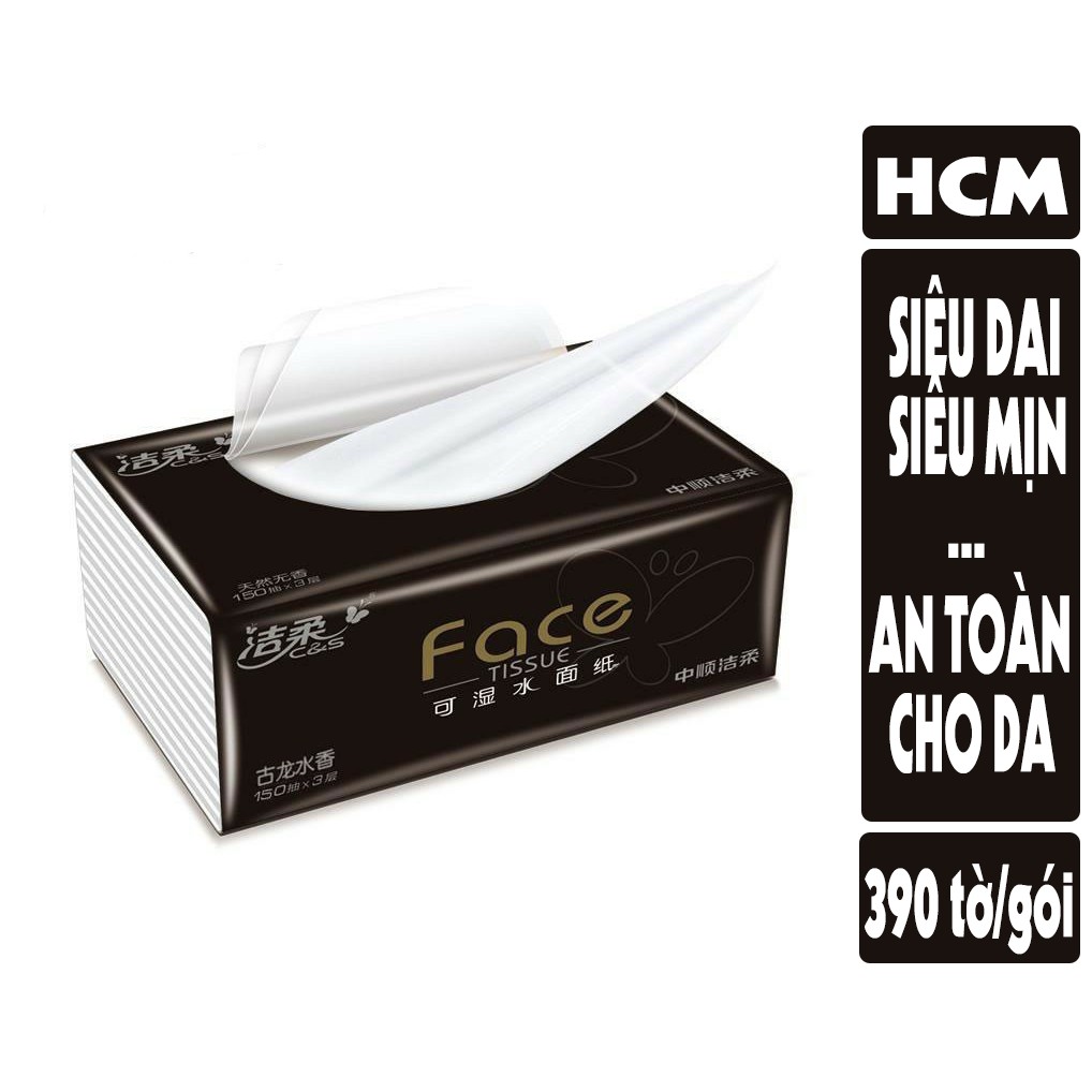 Gói giấy ăn Face hàng nội địa Trung 390 tờ siêu dai kích thước 195mm x 133mm