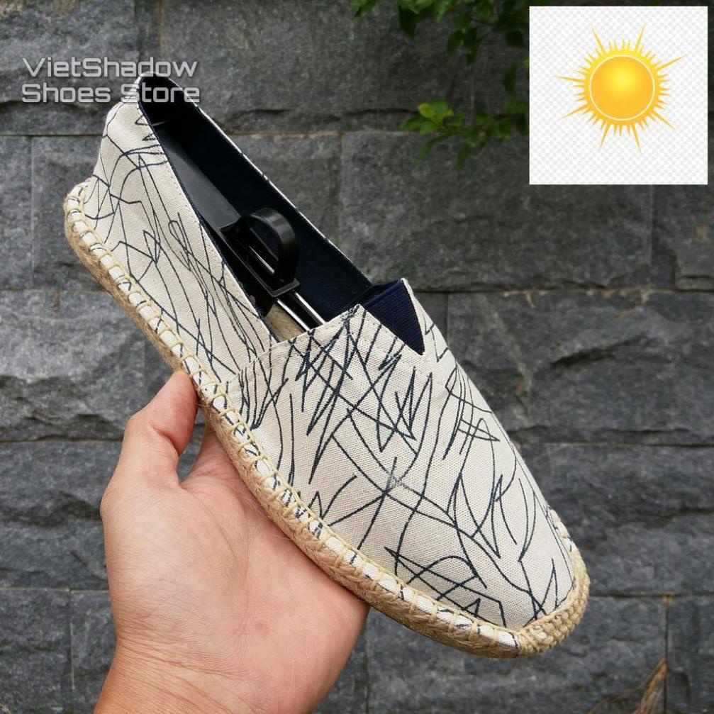 👰🤵 Slip on nam | Giày lười vải nam kiểu TOMS - Vải bố, đế cói họa tiết đen - Mã SP 8082 hàng Quảng Châu 👰🤵