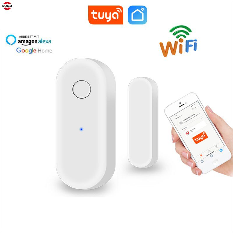 Tuya Wifi Thông Minh Cảm Biến Cửa Cửa Sổ Cảm Biến Cửa Từ Báo Động Báo Độc Lập Từ Cảm Biến