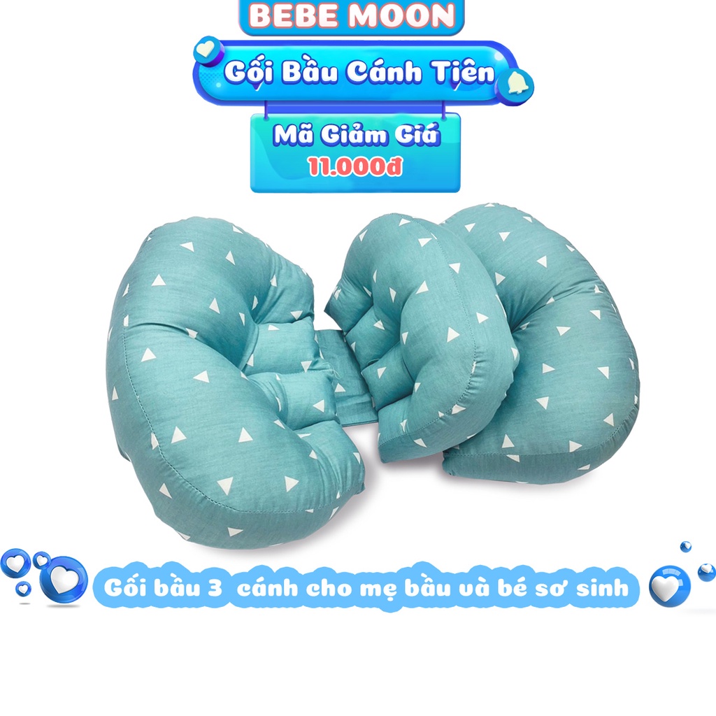 Gối Bầu Cánh Tiên BeBe Moon, 3 Cánh Chất Liệu Cotton Mềm Mại, Ruột Bông 7D Đàn Hồi Tốt Êm Ái