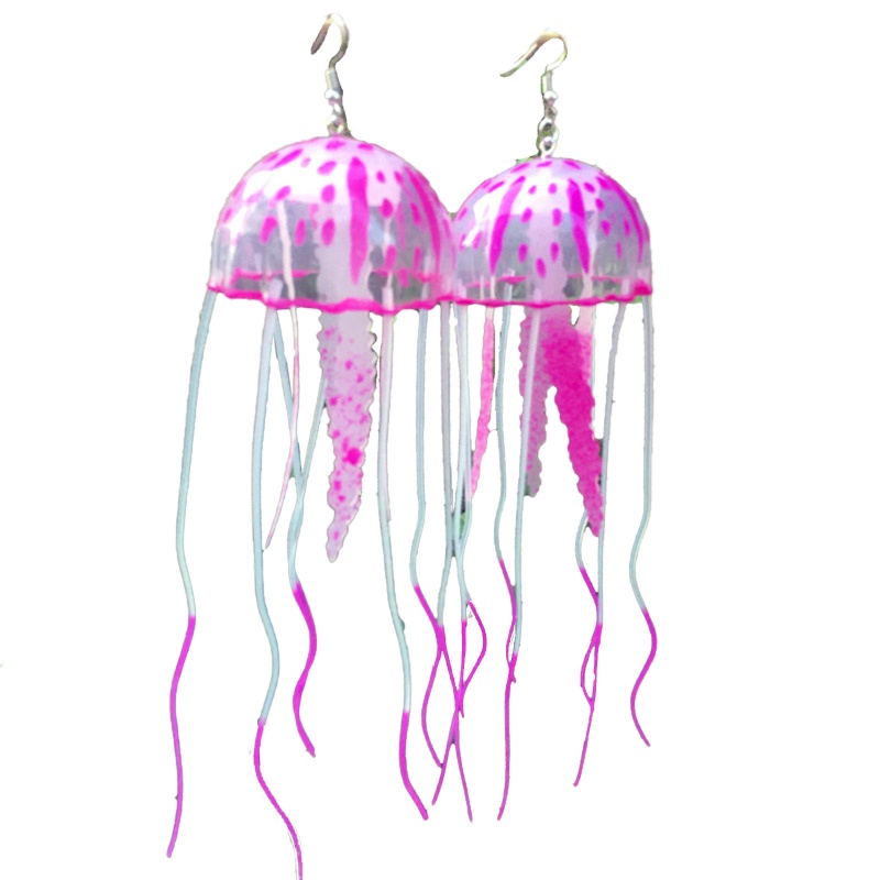 Set 2 Khuyên Tai Silicone Hình Sứa Phong Cách Trung Hoa