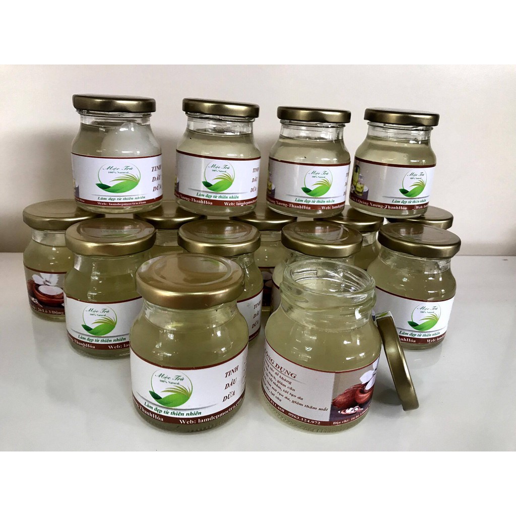 Combo tinh dầu dừa và bột hoa hồng handmade Mộc Trà