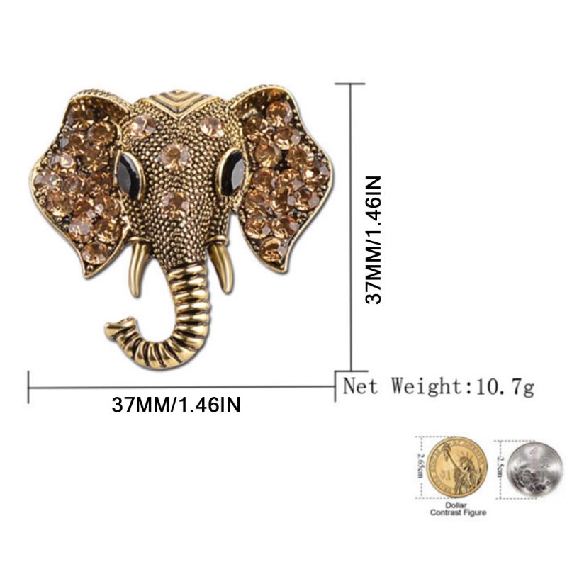 Trâm Cài Áo Hình Chú Voi Đính Đá Sang Trọng