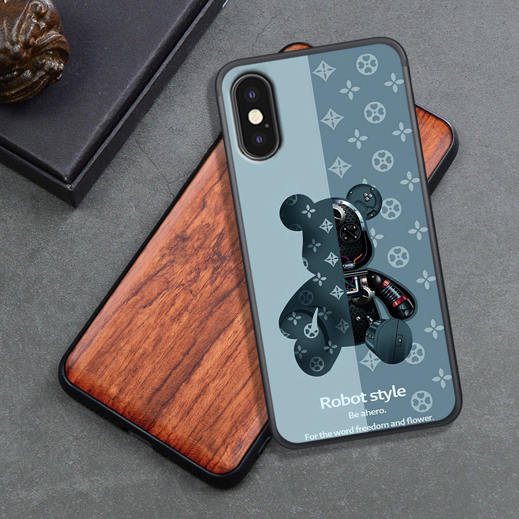 Ốp Lưng Iphone X - XS - XR - XSMAX , In Hình Gấu Robot họa tiết L-V màu sắc cực đẹp.