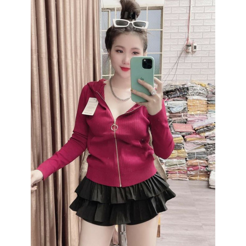 Áo Khoác Len Len Dây Kéo Hàng Nhập. Áo Khoác Cardigan Nữ [L185]