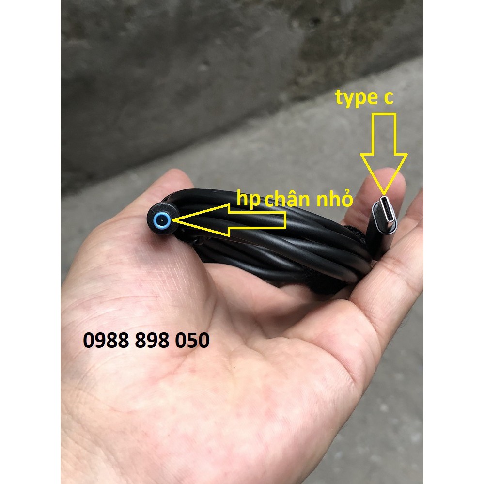 Cáp cạc chuyển usb type c sang sạc laptop hp chân xanh nhỏ 4.5mm*3.0mm