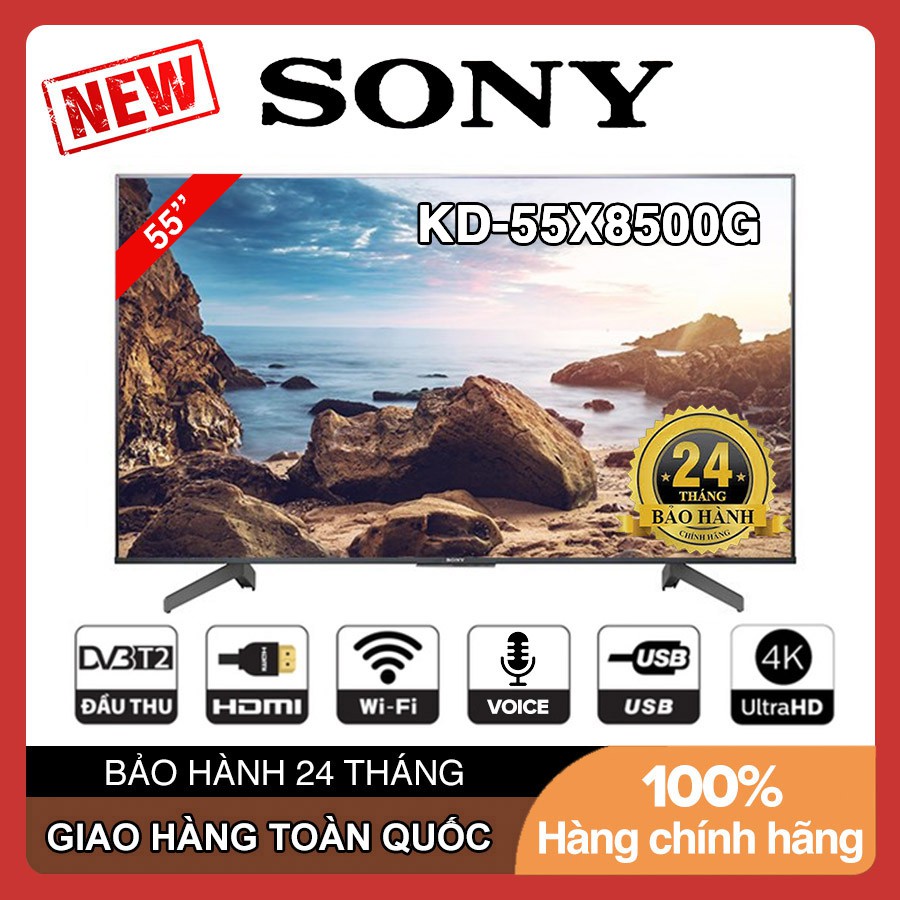 Smart Tivi Sony 55 inch UHD 4K - Model KD-55X8500G Android 8.0, Điều khiển giọng nói, Tivi Giá Rẻ - Hàng Chính Hãng