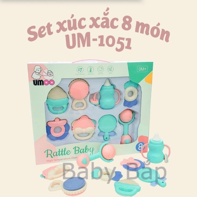 Set xúc xắc gặm nướu Umoo 8 chi tiết