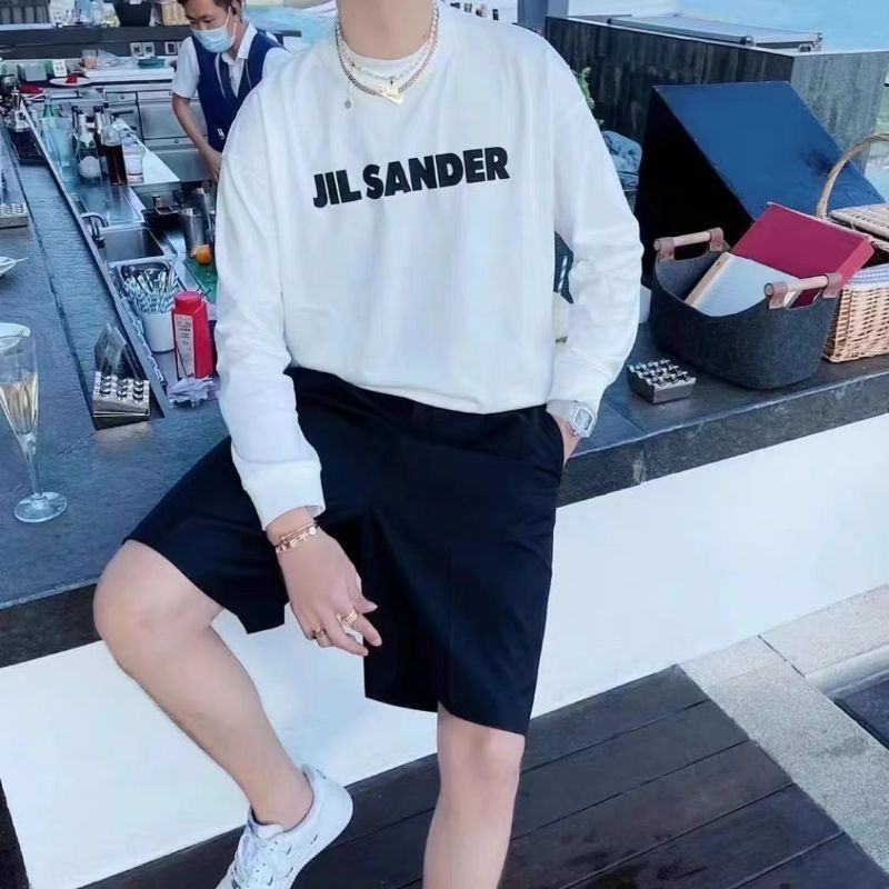 Sweater nỉ ngoại trắng đen in chữ JIL SANDER