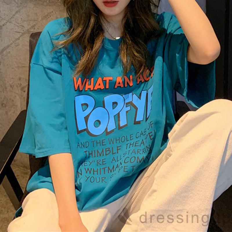 Áo Thun Nữ Tay Ngắn Dáng Rộng In Chữ Cá Tính