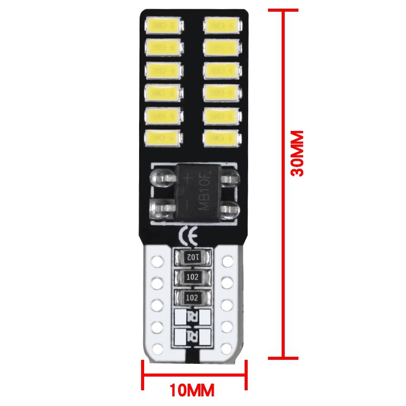 10 Bóng Đèn Led T10 24smd 3014 12v Siêu Sáng Cho Xe Hơi