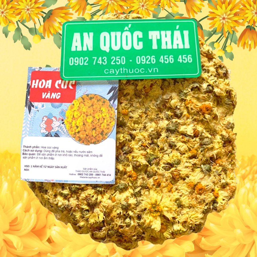 Trà Hoa Cúc Vàng 100g (Cúc Bánh) Sấy Khô Nguyên Bông (Sạch, Thơm), Hoa Cúc Vàng Giúp Đẹp Da, Ngủ Ngon