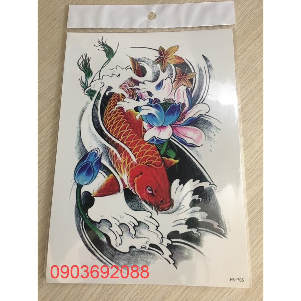 [HCM] Hình xăm dán - tattoo sticker cá chép 15 x 21cm