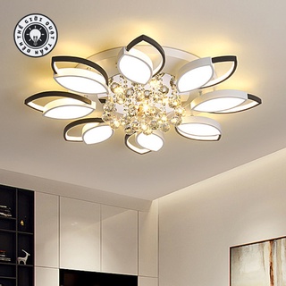 Đèn ốp trần 8 cánh hoa kép 236/8 thả pha lê Thegioiquattranden hiện đại trang trí trần phòng sang trọng (Bảo hành 2 năm)