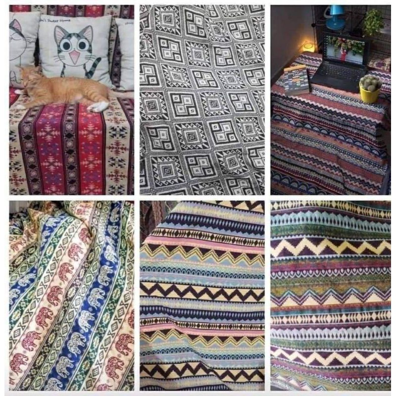 CHĂN-GA-THẢM THỔ CẨM DỆT TAY VINTAGE LOẠI 1