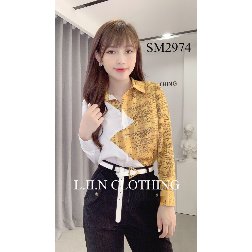 Áo sơ mi nữ ulzzang Linbi dài tay, dáng công sở thanh lịch, hiện đại liin clothing SM2974