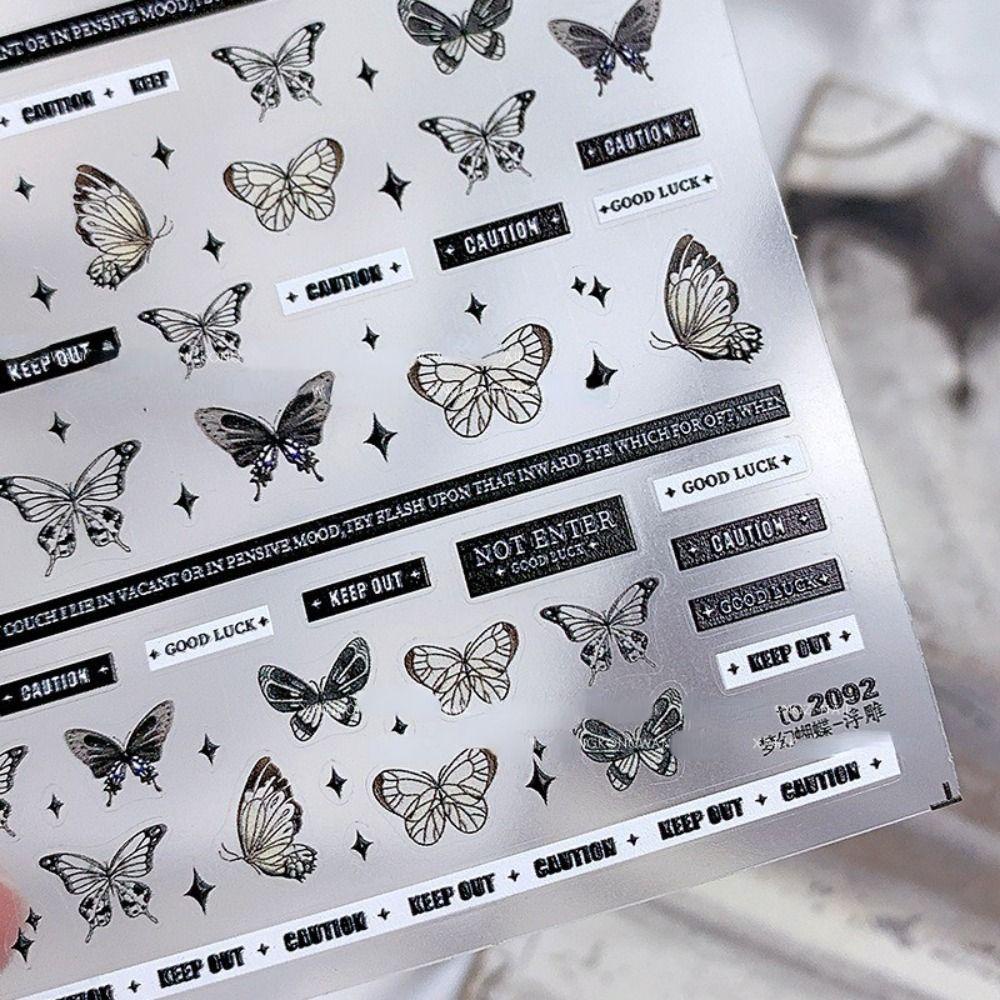 1 Tờ Miếng Dán Trang Trí Móng Tay Hình Bướm
