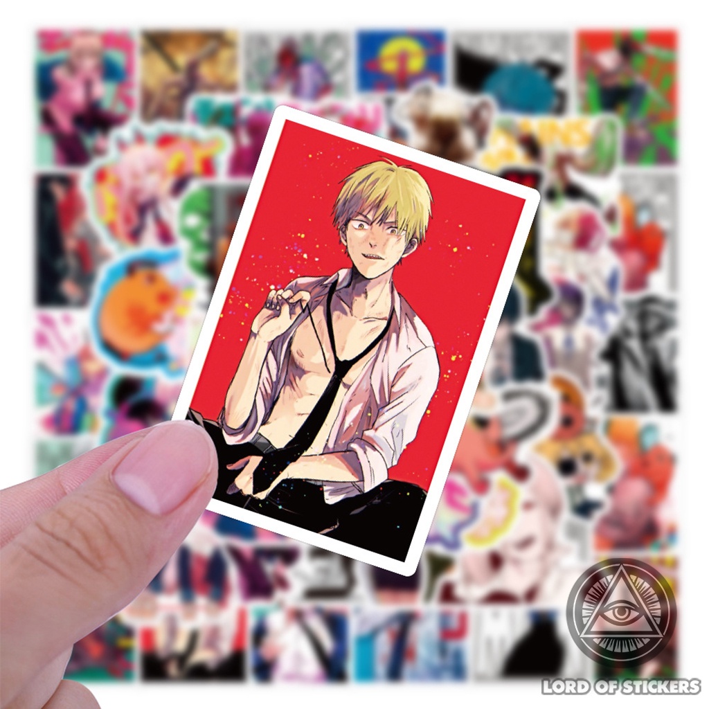 Set 50 Hình Dán Chainsaw Man Sticker Anime Manga Chống Thấm Nước Trang Trí Mũ Nón Bảo Hiểm, Ván Trượt, Vali, Laptop, Sổ