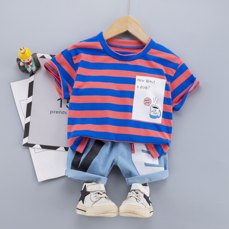 Set áo thun tay ngắn và quần đùi jeans cho bé