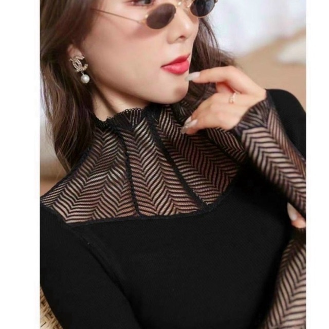 Áo giữ nhiệt phối ren sọc 6818, hàng loại 1 Bống Chic