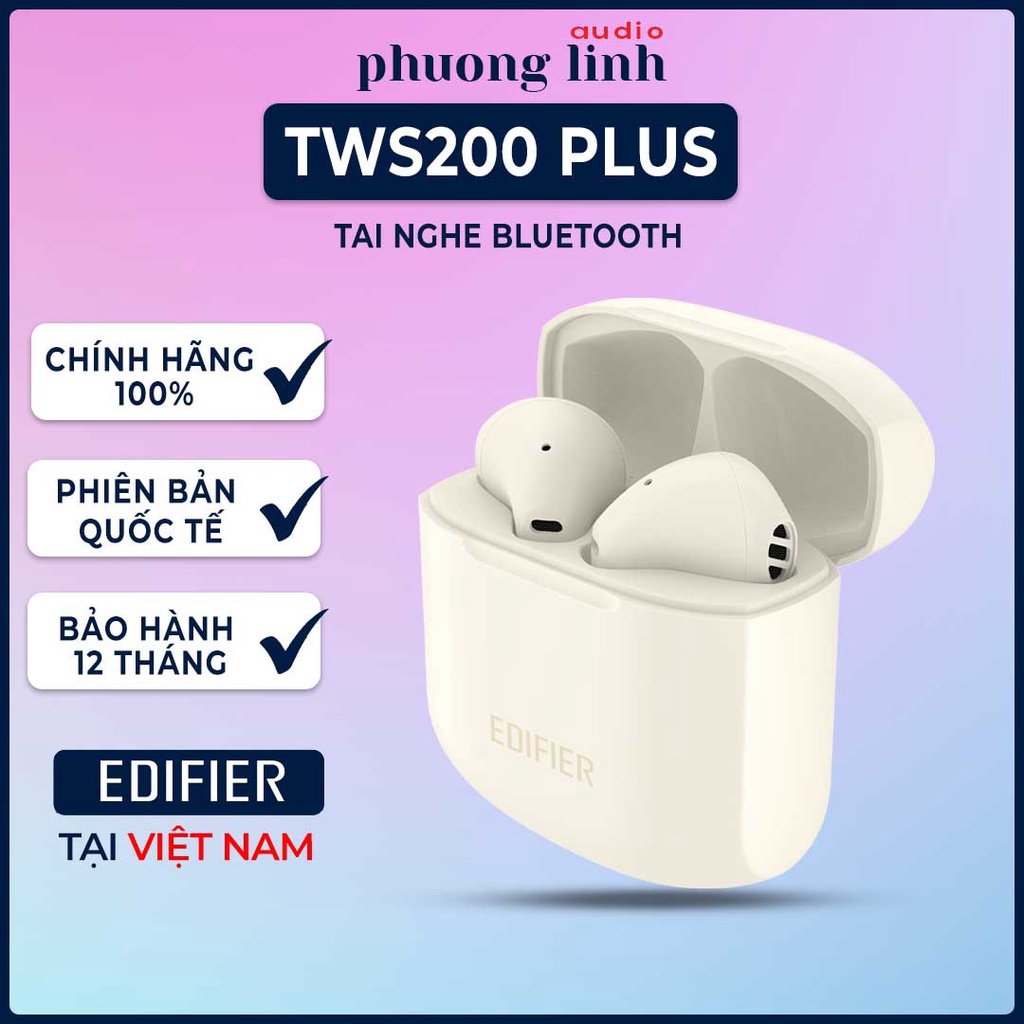 Tai nghe bluetooth 5.2 Edifier TWS200 Plus - Giải mã âm thanh aptX Pin 24 giờ Khử ồn đàm thoại - Chính hãng
