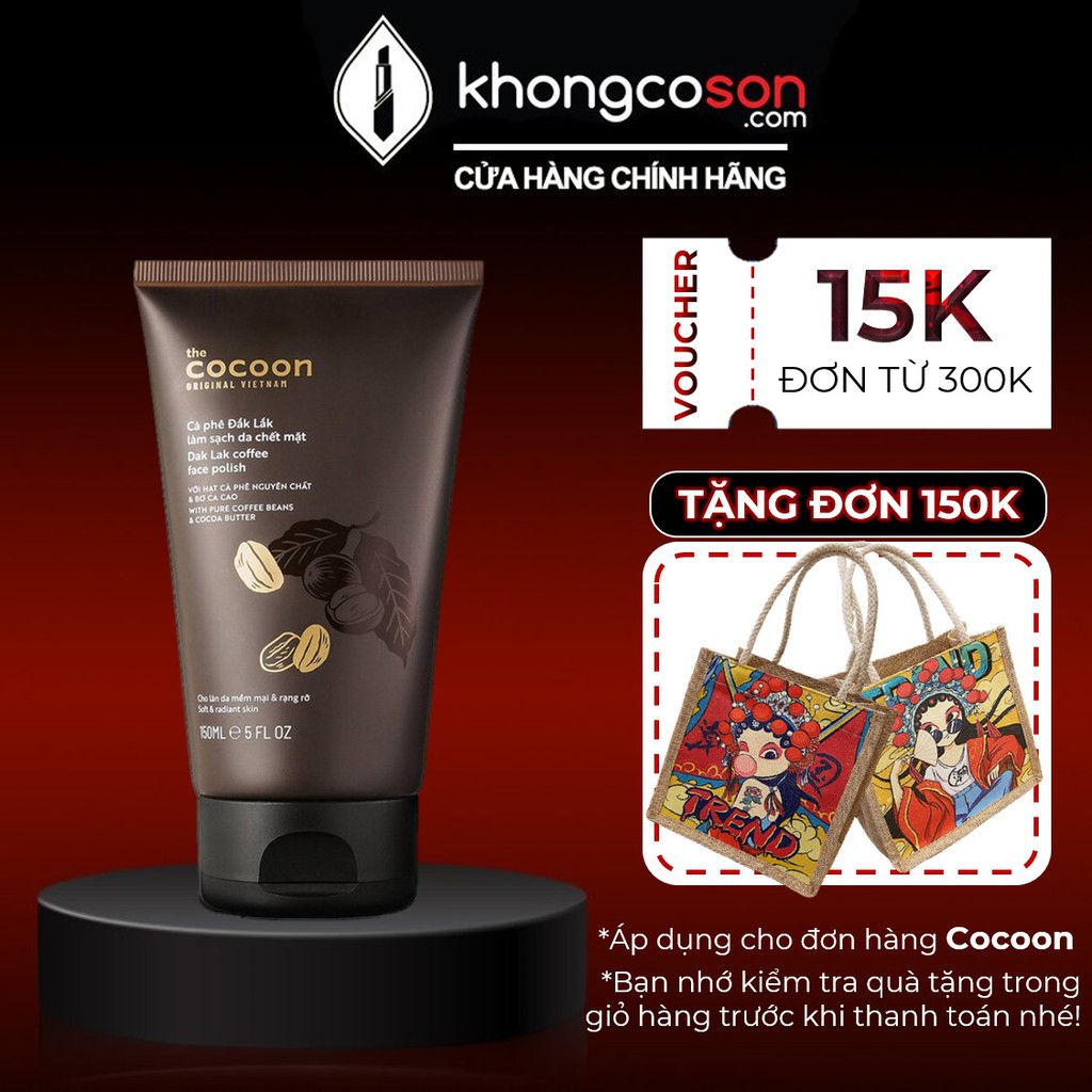 Tẩy Tế Bào Chết Cà Phê Đắk Lắk Làm Sạch Da Chết Mặt Cocoon 150m - Khongcoson