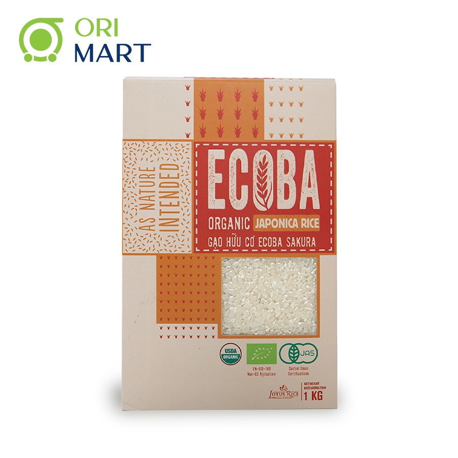 Gạo Hữu Cơ Ecoba Sakura - Ecoba Organic Japonica Rice 1kg