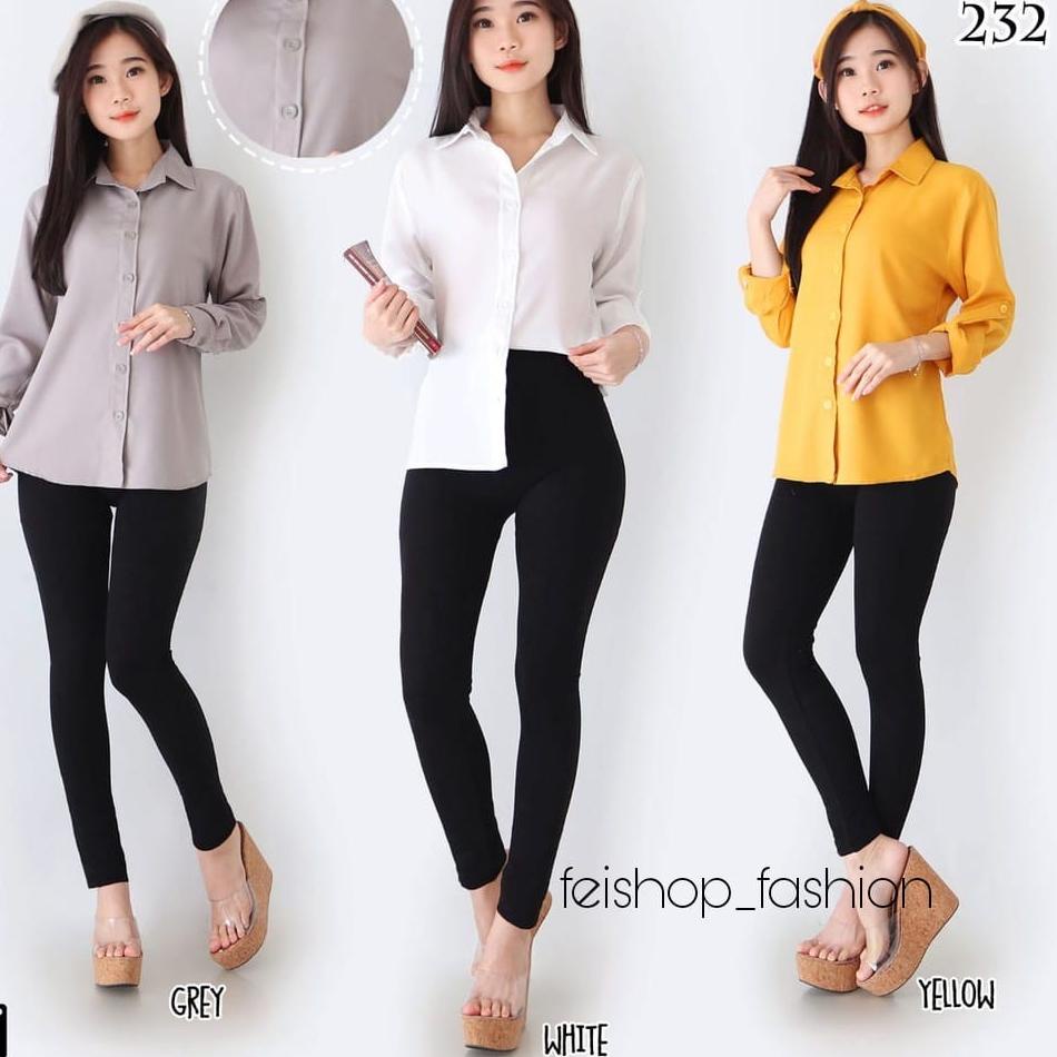 Super Really DM0 Áo Sơ Mi Cotton Trơn Tay Cá Mập / Áo Sơ Mi Nữ Màu Trơn Cơ Bản Mới Nhất (Chất Liệu Cotton)