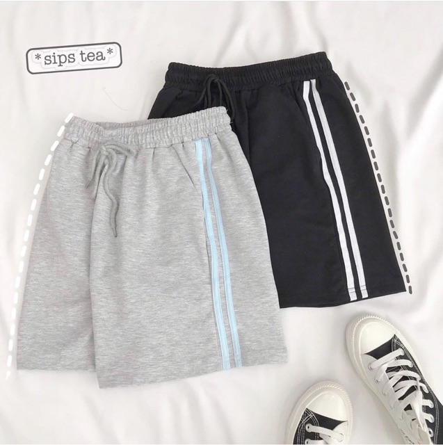 Quần Short Thun Ống Rộng Phối Line Unisex | BigBuy360 - bigbuy360.vn