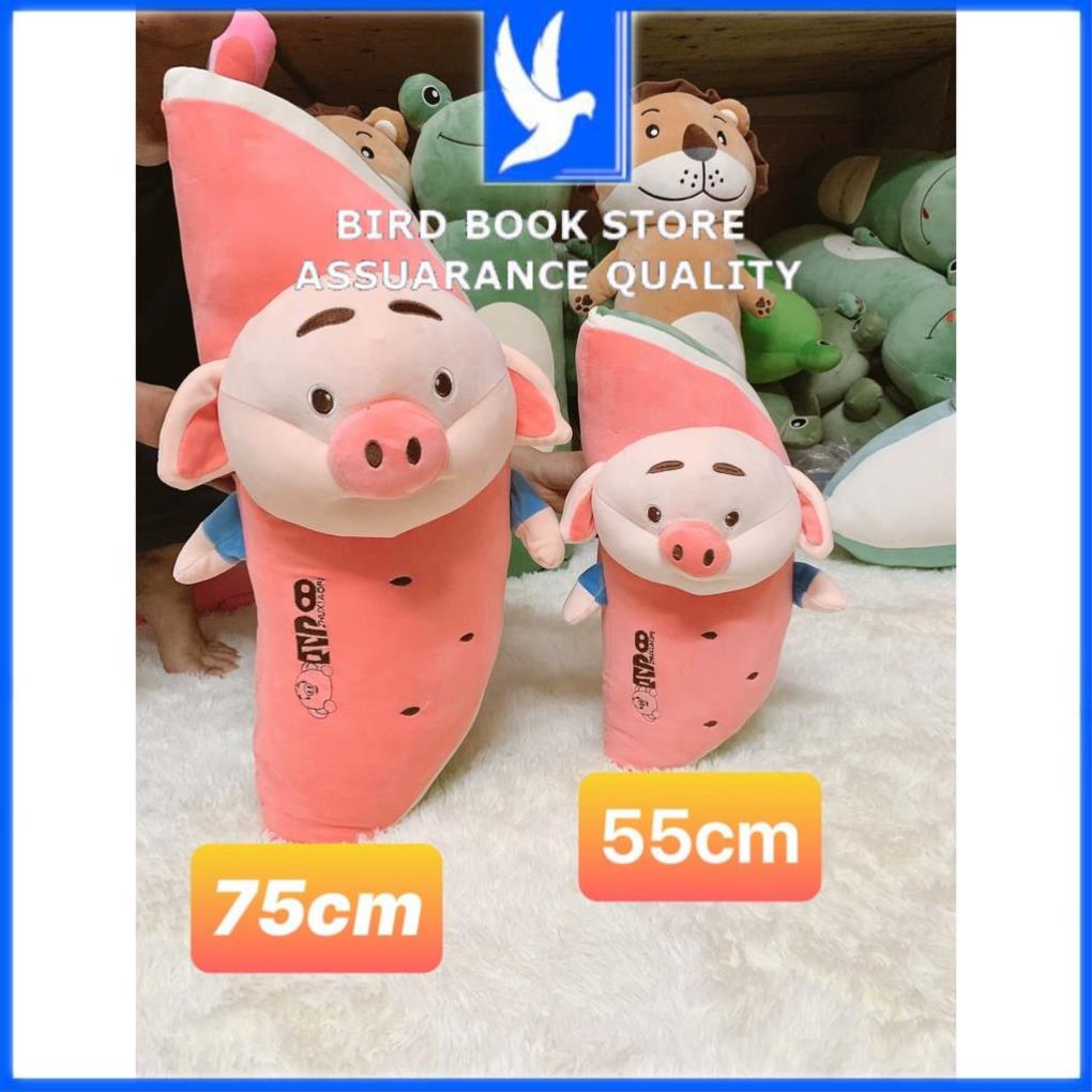 Gối ôm gấu bông chuối dưa hấu mặt heo tiktok vải dãn 4 chiều Bird book Bird book