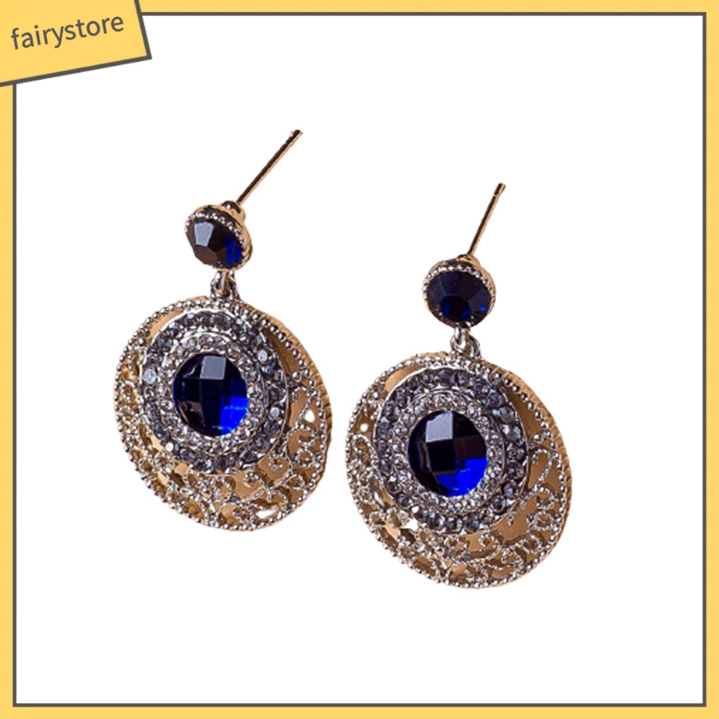 Bông tai hợp kim đính đá kiểu dáng đơn giản