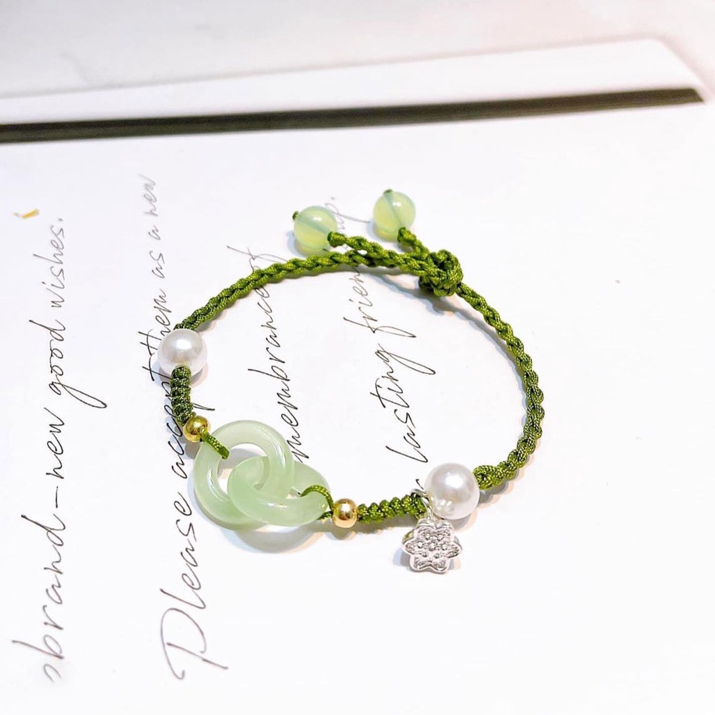 Vòng tay điếu ngọc mix charm hoa sen - Lắc tay nữ PANSY thời trang đeo cặp đeo nhóm ý nghĩa