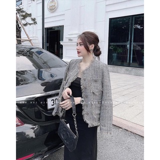 Áo dạ Tweed tua rua