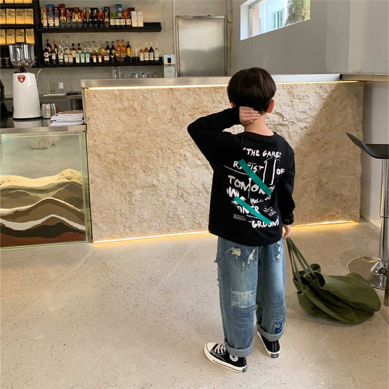 [Babycat] Hàng Có Sẵn Áo Thun Cotton Tay Dài Phong Cách Nhật Bản Hàn Quốc Thời Trang Xuân Thu Dành Cho Bé Trai 2022