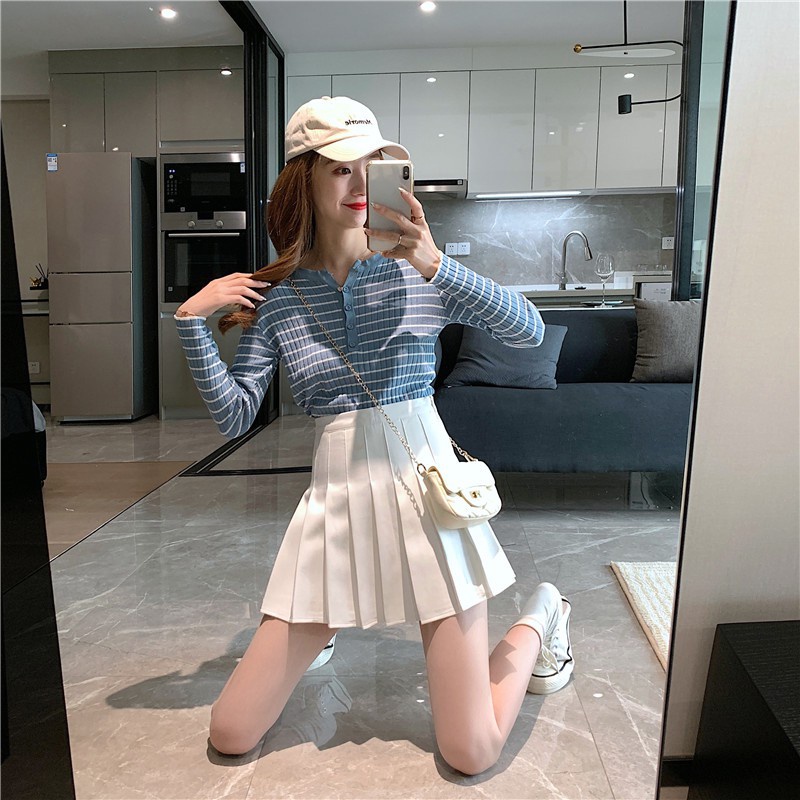 Xiaozhainv Chân Váy Xiaozhainv Xếp Ly Dáng Chữ A Phong Cách Hàn Quốc Cho Nữ