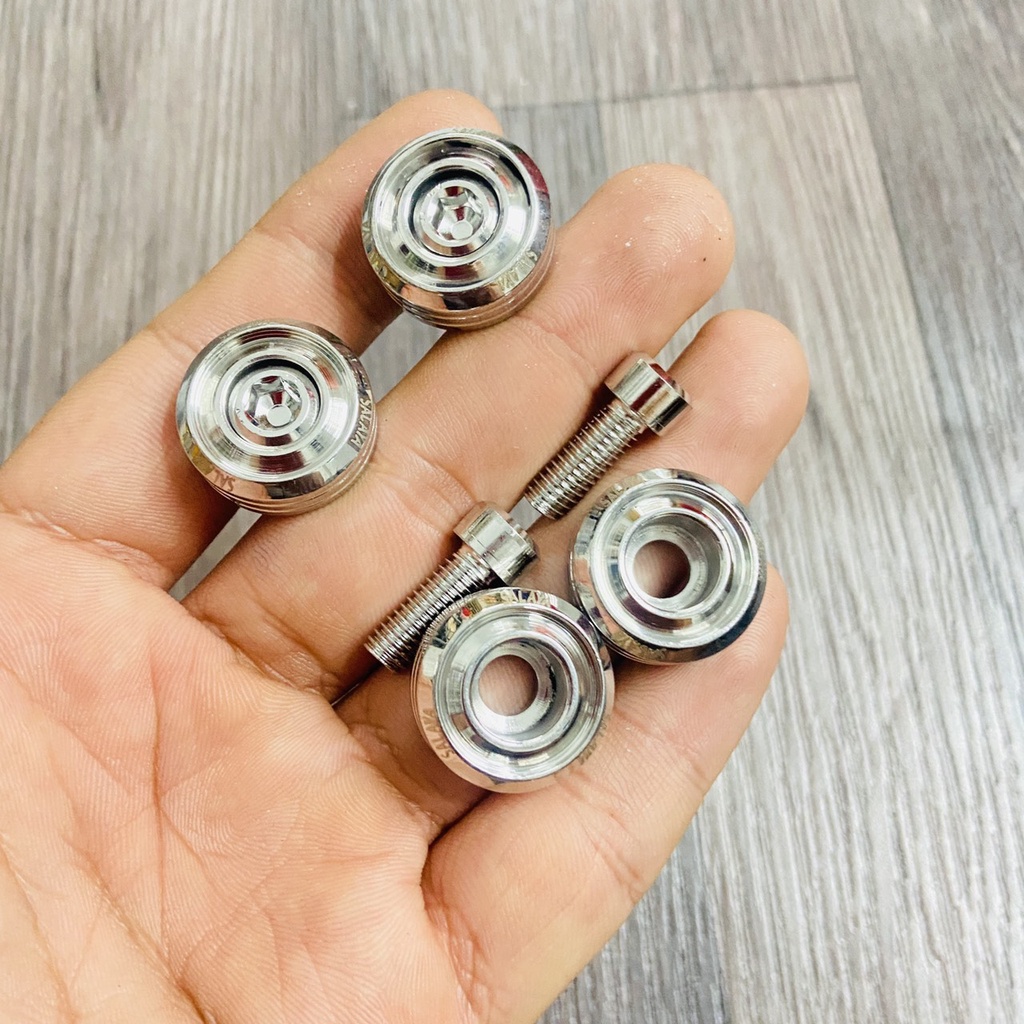 (MỚI VỀ) Bộ 04 ốc khâu pô các dòng xe tay ga như VISION, VARIO, SH, ỐC KIỂU XE MÁY MẪU SALAYA THÁI XOẮN SÁNG BÓNG