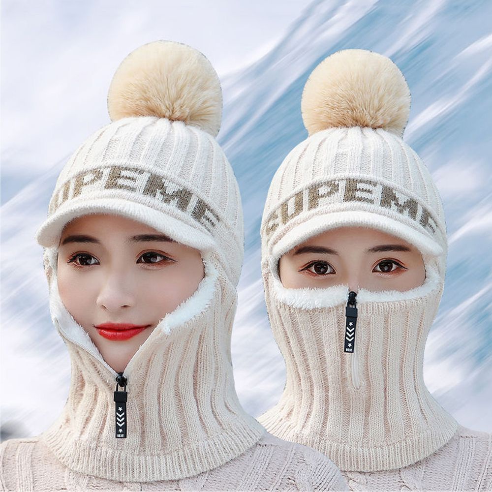Bộ nón len kèm khăn choàng cổ giữ ấm chống gió thời trang mùa đông dành cho nữ