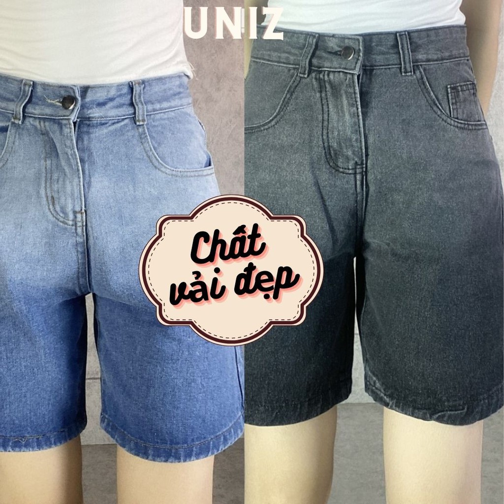 Quần Short Đùi Nữ Loang UNIZ ShortLoangP012 (2 Màu), Unisex, Dáng Lửng, Ống Rộng, Cạp Cao, Vải Jean Mềm, Co Giãn Nhẹ