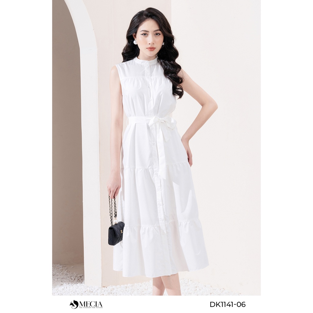 Đầm Maxi xòe tầng MECIA thắt nơ eo cổ trụ DK1141