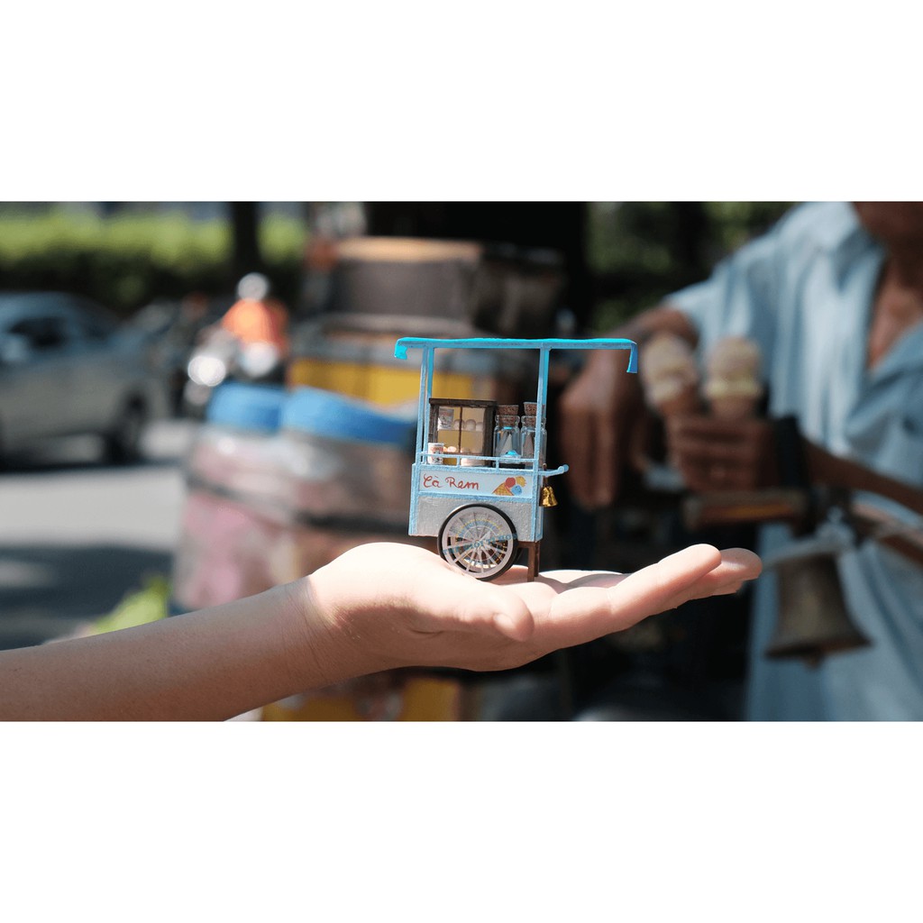 Mô hình gỗ lắp ráp DIY- Thế Giới Tí Hon- Hàng Rong- XE KEM - HR05