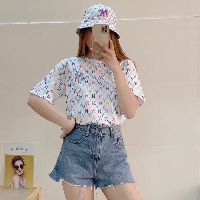 (HÀNG XUẤT XỊN) Áo trắng phối logo nhiều màu NY015 MONOGRAM MULTICO TEE Made in Cambodia full tag code  Size XS S M L
